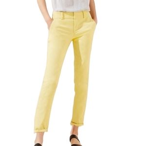LOFT Marisa skinny straight hip flat front pale yellow chino 2p